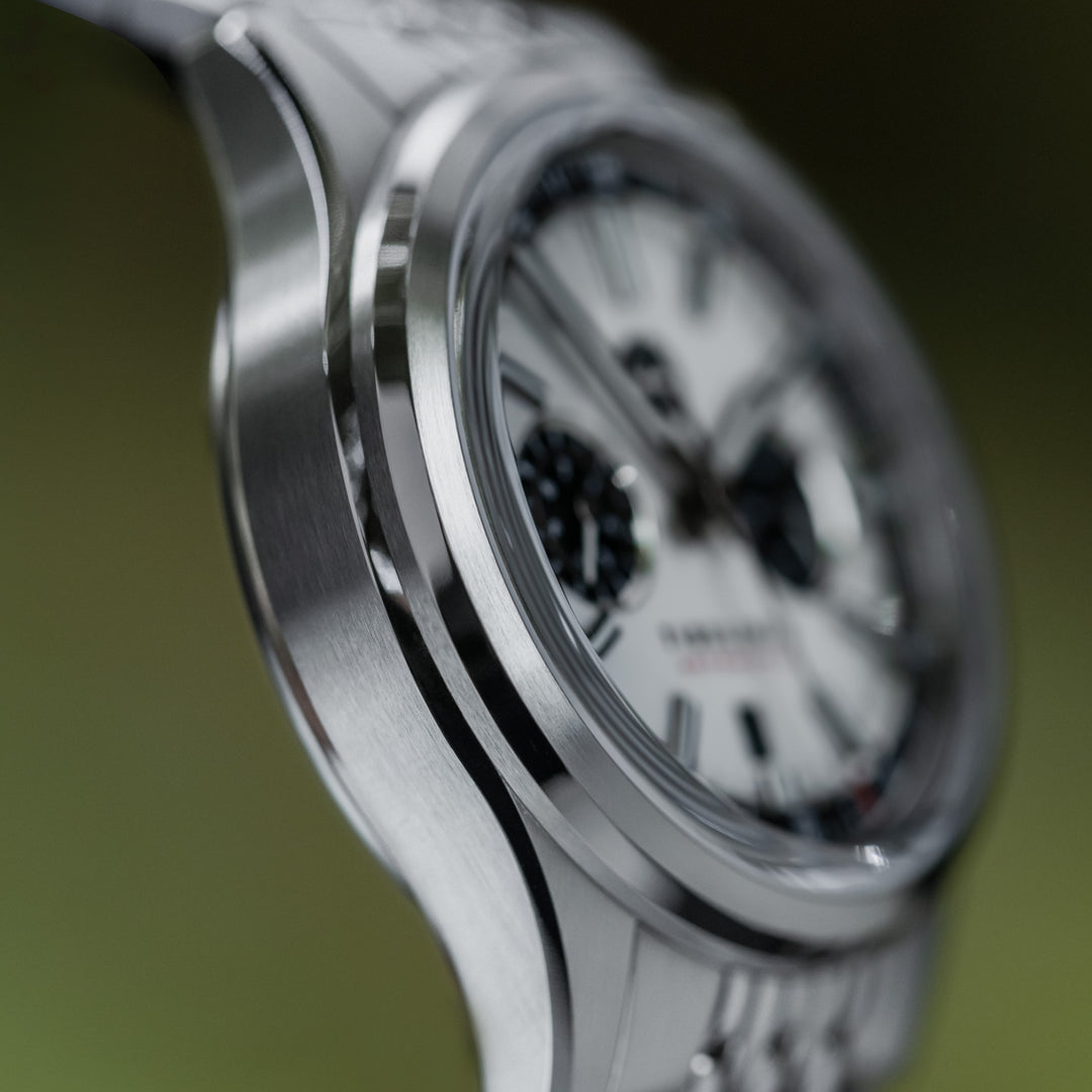 A side view of the 42mm Apeks and its raised sapphire crystal.
